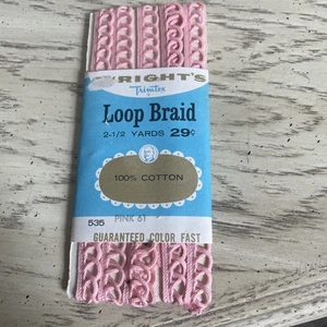Vtg New MCM Tiny Baby Loop Braid Pink Trim Cotton 2.5 Yds Unopened Pkg Doll Sz. - Picture 1 of 4
