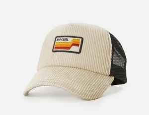 Sombrero de camionero de surf Rip Curl bronceado surfista pana con cordón negro rojo malla espalda a presión - Imagen 1 de 5