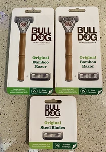 (2) Bulldog Original Bamboo Razor w/ 2x 5 Blade Cartridges PLUS 4x Refill Blades - Picture 1 of 5