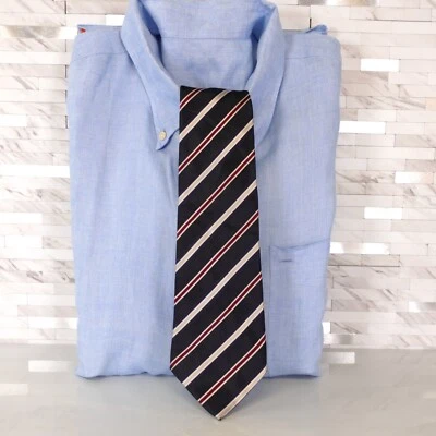 Corbata de cuello de regimiento a rayas Repp para hombre negra roja ropa de carrera preppy BRICK HOUSE Foto 1 de 4