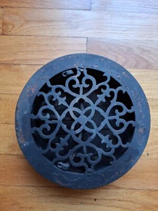 Cast Iron Round Floor Wall Grate Register Air Vent Decorative Ornate Antique 8.5 - Picture 1 of 14