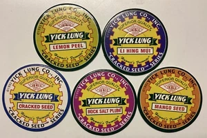 Juego de 5 gorras de leche vintage Yick Lung Cracked Seed Series Hawaii POG 1993 NUEVO - Imagen 1 de 2