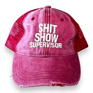 Unisex Baseball Cap Sh*t Show Supervisor Red Distressed Truckers Style NEW Fun - Picture 1 of 4
