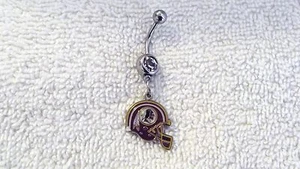 NFL Washington Redskins Football Charm Belly Navel Ring Body Jewelry Piercing - Picture 1 of 2