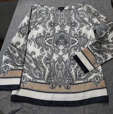 Talbots женщин миниатюрный размер 2p Talbots бежевый черный пейсли вязаный топ - Изображение 1 из 4