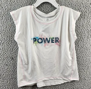 ID Ideology Power Graphic Print Top Girls' 6 Bright White Pullover Style S/S - Picture 1 of 14