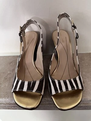 Sandalias Kate Spade con cordones blancas y negras zapatos de tacón para mujer talla 8 B Foto 1 de 4