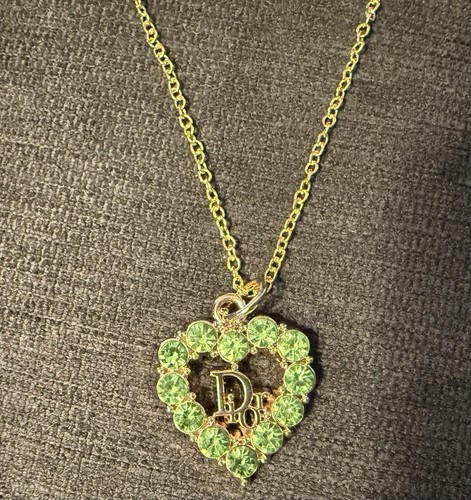 Collana con cerniera fascino Dior autentica riciclata cuore grossa oro lariat