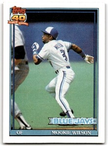 1991 Topps Baseball Card Mookie Wilson Toronto Blue Jays #727