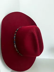Smithbilt Red Wool Felt Unisex Cowboy Hat Size 7.5 - Picture 1 of 5