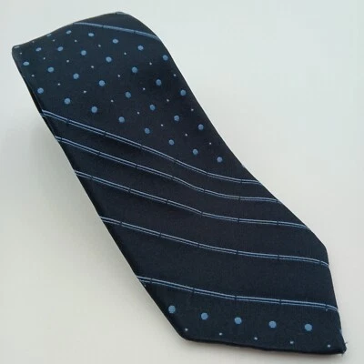 Corbata Hardy Amies Para Hombre Azul Con Lunares Azules Rayas Seda 58" Largo Inglaterra Reino Unido Foto 1 de 4