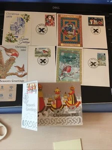ISLE OF MAN 5 Christmas Cards 79 80 81 82 83 All with Stamps 40p Each See Photos - Picture 1 of 6