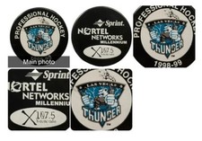 1998-99 PROFESSIONAL HOCKEY LAS VEGAS THUNDER VINTAGE PUCK SPRINT SPONSOR +RADIO