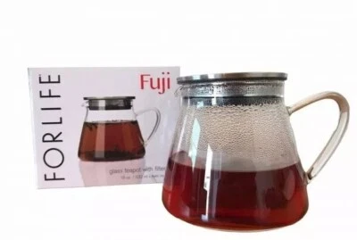 ¡TETERA DE VIDRIO TRANSPARENTE FUJI Forlife con tapa de filtro 18 oz para tés de hojas sueltas! NUEVO Foto 1 de 4