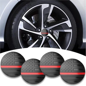 4x Black & Red American Flag 56mm/2.2 Inch Wheel Center Caps Sticker for Rims - Picture 1 of 6