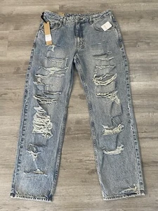 Free People Ksubi Brooklyn Jean Karma Trashed Mid High Rise Relaxed Women 32 NWT - Picture 1 of 22