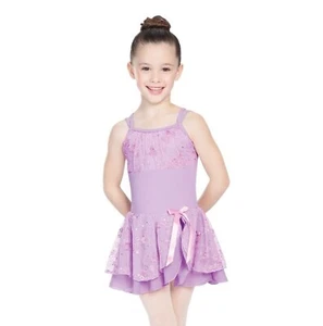Girls Leotard Dance Dress with Lace - Lavender - Picture 1 of 3