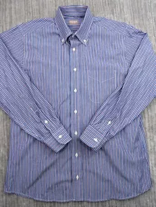 Vintage Gitman Bros Button Up Shirt Mens 16 34 Striped Blue Made in USA Casual - Picture 1 of 13