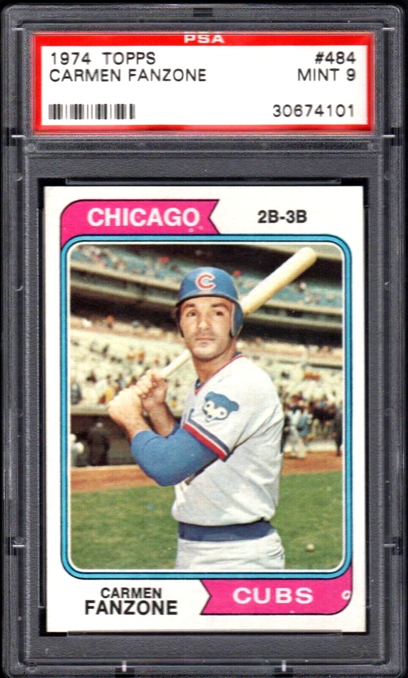 1974 Topps #484 CARMEN FANZONE Chicago Cubs PSA 9 MINT LOW POP! - Image 1 of 2