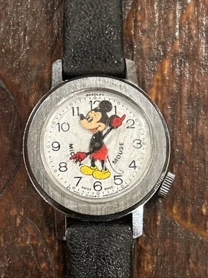 Vintage Mickey Mouse Swiss Mechanical Watch Swiss Disney - Mickey Head Sec Hand - Image 1 of 4
