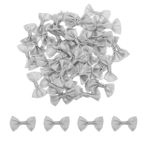 50pcs Light Grey Bow Ties 1.5"x1" Mini Bowknot for Crafting Little Satin Bow - Picture 1 of 6