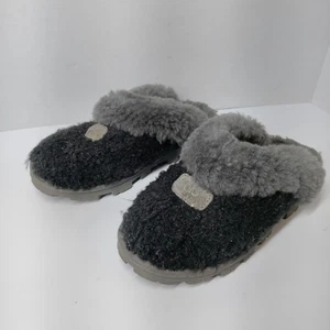 Zapatillas UGG Super Fluff Talla 5 EE. UU. Piel de Oveja Lana Negras Sin Cordones - Imagen 1 de 8