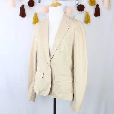 Chaqueta Blazer Lauren Ralph Lauren Premium Caqui Crema Botón Único Pequeña Para Mujer Foto 1 de 4