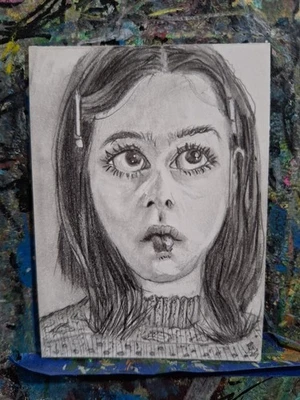 Suéter Mujer Retrato ACEO ORIGINAL ROBLE Grafito Jmg Foto 1 de 3