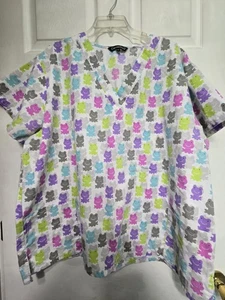 Cassandra O Scrub Top Size 3X-Purple/Pink/Aqua Frogs-Chest 28.5"/L 28.5" - Picture 1 of 5