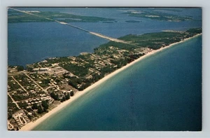 Aerial View, Gulf of Mexico, Beach, Anna Marie Island Florida Vintage Postcard - Picture 1 of 2