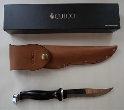 Cuchillo de caza Cutco 1769 hoja fija dentada con funda de cuero nuevo en caja  Foto 1 de 4