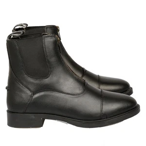 Damen Leder Jodhpur Stiefel Reißverschluss vorne zum Anziehen Knöchel Chelsea Reitschuhe - Bild 1 von 13