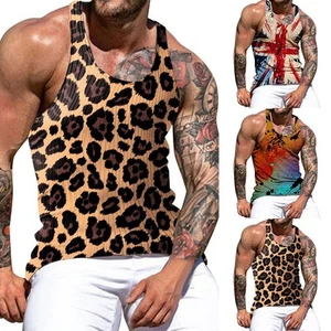 Summer Gym Men Vest Bodybuilding Tank Top Muscle Stringer Fitness Tee Plus Size - Picture 1 of 16