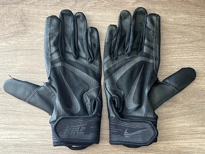 Nike Huarache Series Youth Boys Baseball Batting Gloves Pair - Black - Large - Image 1 of 4