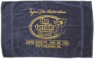 Vintage Limited Edition Myron Cope's The Terrible Towel Black Super Sunday 1980 - Picture 1 of 4