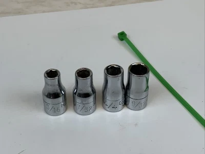 Craftsman 4pc 1/4 Drive VV Series Sockets, 3/16, 7/32, 1/4, 9/32in., USA - Green - Image 1 of 4