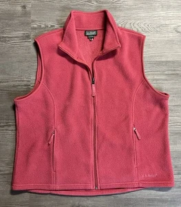 LL Bean Women's Sz XL Polartec Pink Fleece Zip Front Winter Vest - Picture 1 of 7