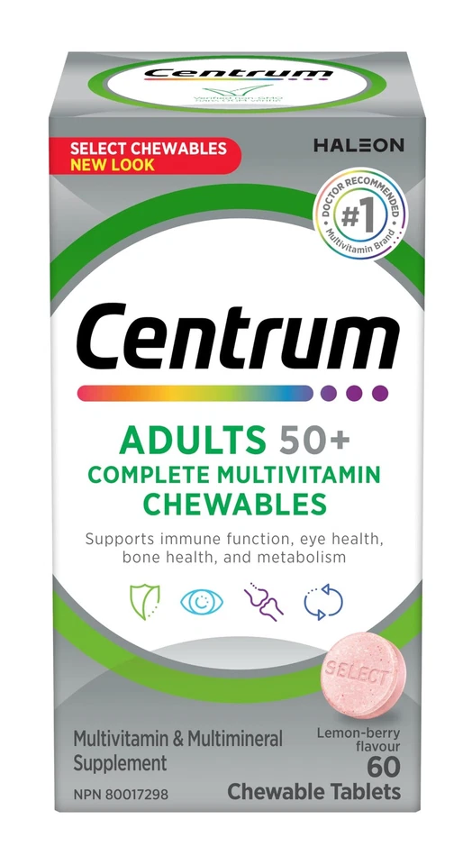 Multivitaminas Centrum Adult Select Essentials para hombres y mujeres 50 Plus masticables... Foto 1 de 4