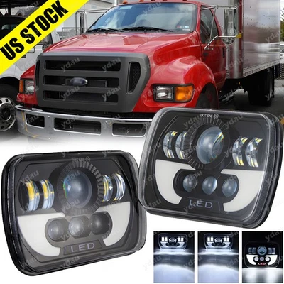 Farol de LED Hi/Lo DRL para Ford E-100 E-150 E-250 E-350 Econoline 5x7" polegadas - Imagem 1 de 4