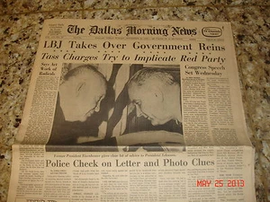 PERIÓDICO ORIGINAL DALLAS MAÑANA 24/11/1963 publicación KENNEDY DEATH LBJ TEXAS +68 ANIVERSARIO - Imagen 1 de 11