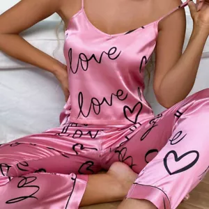 Womens Sexy Lingerie Silk Pajamas Set Sleepwear Satin Cami Vest Nightwear Pyjama - Picture 1 of 142