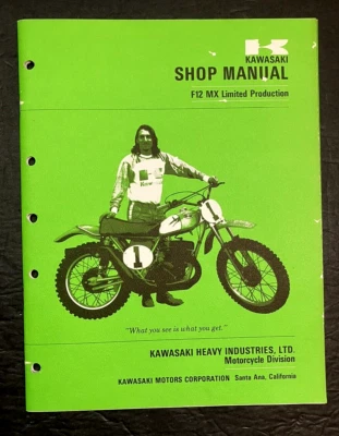 Kawasaki 450 Motorcycle Factory 1973 Shop Manual F12 MX Limited Production - Image 1 of 4