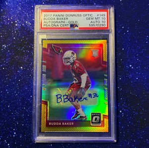 2017 Panini Donruss Optic Budda Baker GOLD PRIZM RC Rookie Auto /10 PSA 10 POP 1