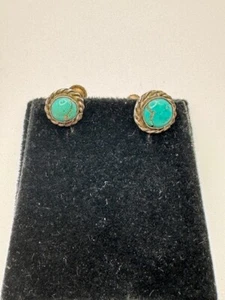 Native American Sterling Silver 925 Turquoise Earrings Screw back - Picture 1 of 17