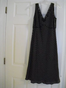 Ann Taylor Loft 100% Silk Polka Dots Dress - Lace Trim - V Neck Size 6 - Picture 1 of 7