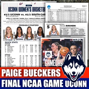 PAIGE BUECKERS FINAL NCAA GAME - Lineup Card Program Scorers Report - 4/6 UCONN - Picture 1 of 5
