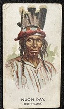 1888 N2 Allen & Ginter American Indian Chiefs NOON DAY, Chippeway Tobacco Card