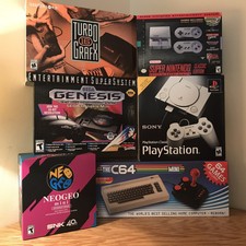6 Mini Console LOT ~SNES Classic ~Sega Genesis ~TurboGrafx 16 ~PlayStation ~C64