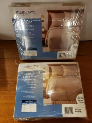 Mainstays HOME QUEEN FLAT & FITTED SHEETS COTTON RICH VALLEJO TAN BLEND 200 TC - Image 1 of 4