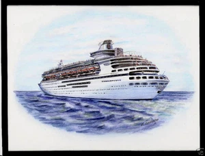 Obra de Arte Original... ms MONARCH OF THE SEAS... crucero... vista de popa RCCL - Imagen 1 de 1
